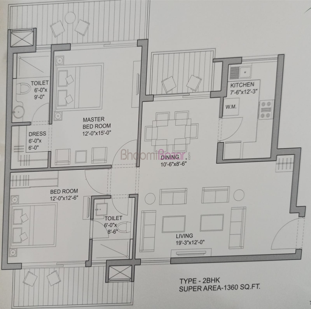 Bestech Park View Ananda 2 BHK 1360 Sq.ft for Sale